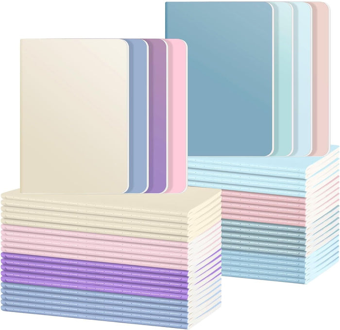 Ddaowanx Kraft Notebooks, Journals in Bulk, Lined Paper, 72 Pages, 36 Sheets, 80GSM, 8.3x5.5 Inch, A5 Size, Travel Writing Notebook for Office School Supplies (Lined-48pack, Gradient)