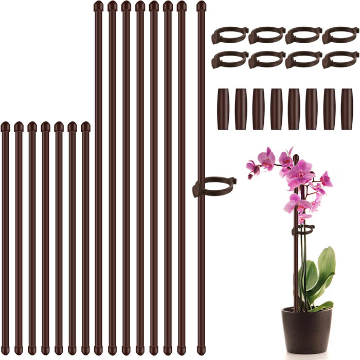 Plant Stakes 17inch &11inch SupKing Adjustable Length Plant Support Stake 16Pcs Green Orchid Stick with Clips for Indoor Outdoor,Garden Pole for Potted Tomato Amaryllis Vegetables Comes with 20 Ties