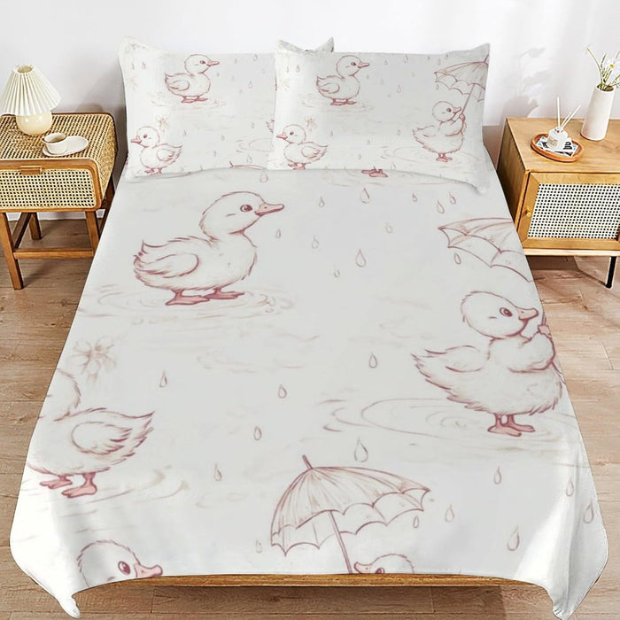 Yellow Duckies Waves Comforter Sets Full Size 3pcs Queen Comforter Bedding Set with 2 Pillowcases for Kids 79"x90"(Full)