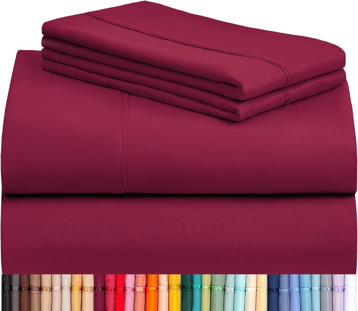 LuxClub 4 PC California King Sheet Set, Breathable Luxury Bed Sheets, Deep Pockets Wrinkle Free Cooling Sheets Machine Washable Hotel Bedding Silky Soft - Lavender Cal King