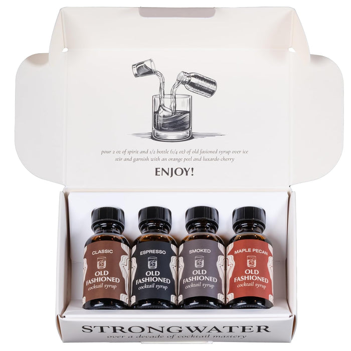 Strongwater Old Fashioned Mix - Makes 64 Cocktails - Handcrafted Old Fashioned Syrup with Bitters, Orange, Cherry, Organic Demerara Sugar - Craft Cocktail Mixer, Just Mix with Bourbon,Whiskey - 2 Pack
