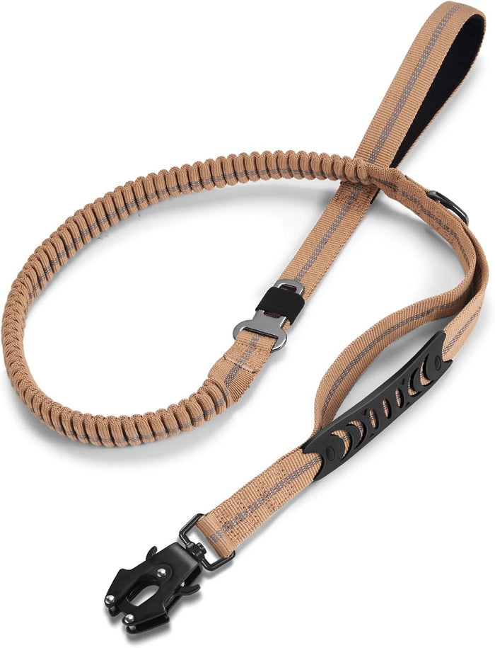 Heavy Duty Dog Leash with 2 Padded Handles & Advanced Easy Metal Clip, 4-6FT Shock Absorbing No Pull Dog Leashes for Medium Large Dogs That Pull (Army Green)