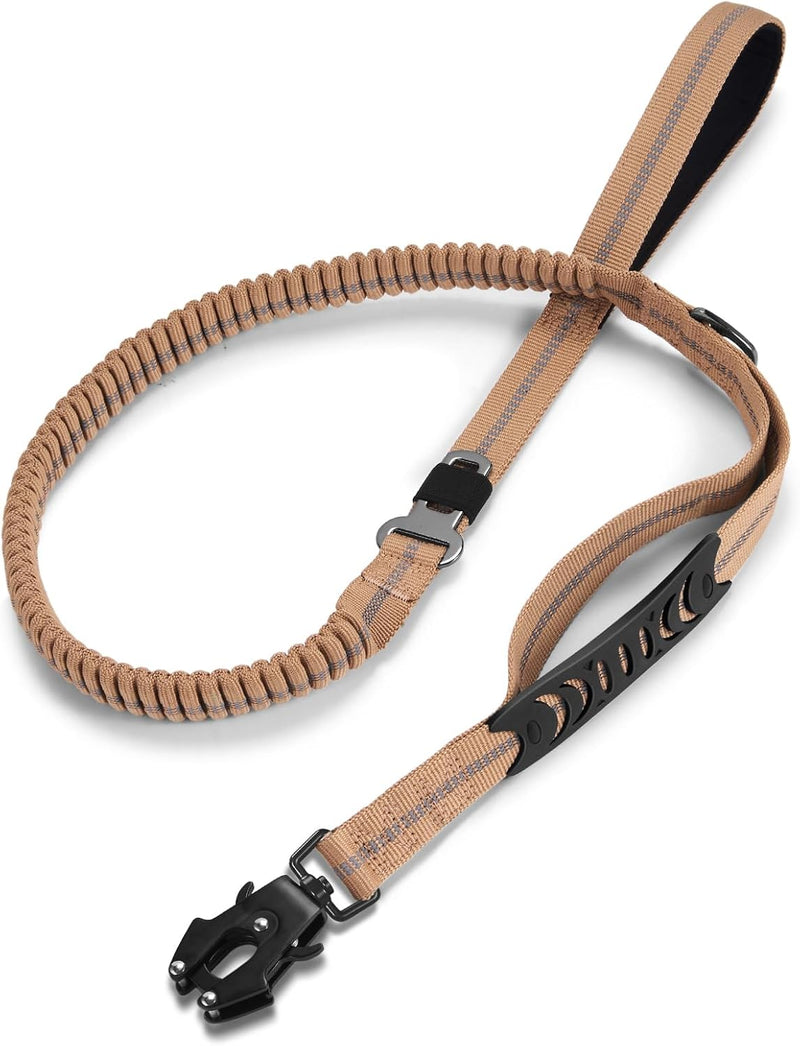 Heavy Duty Dog Leash with 2 Padded Handles & Advanced Easy Metal Clip, 4-6FT Shock Absorbing No Pull Dog Leashes for Medium Large Dogs That Pull (Army Green)