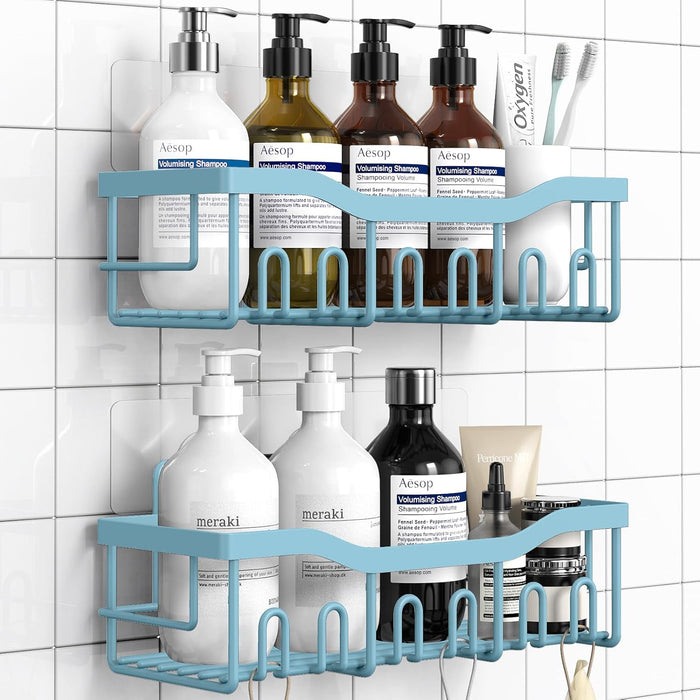 EUDELE Shower Caddy 2 Pack, Adhesive Organizer for Bathroom Storage, Home Decor & Kitchen, No Drilling, Rustproof Stainless Steel Shelf, Bathroom Decor Sets