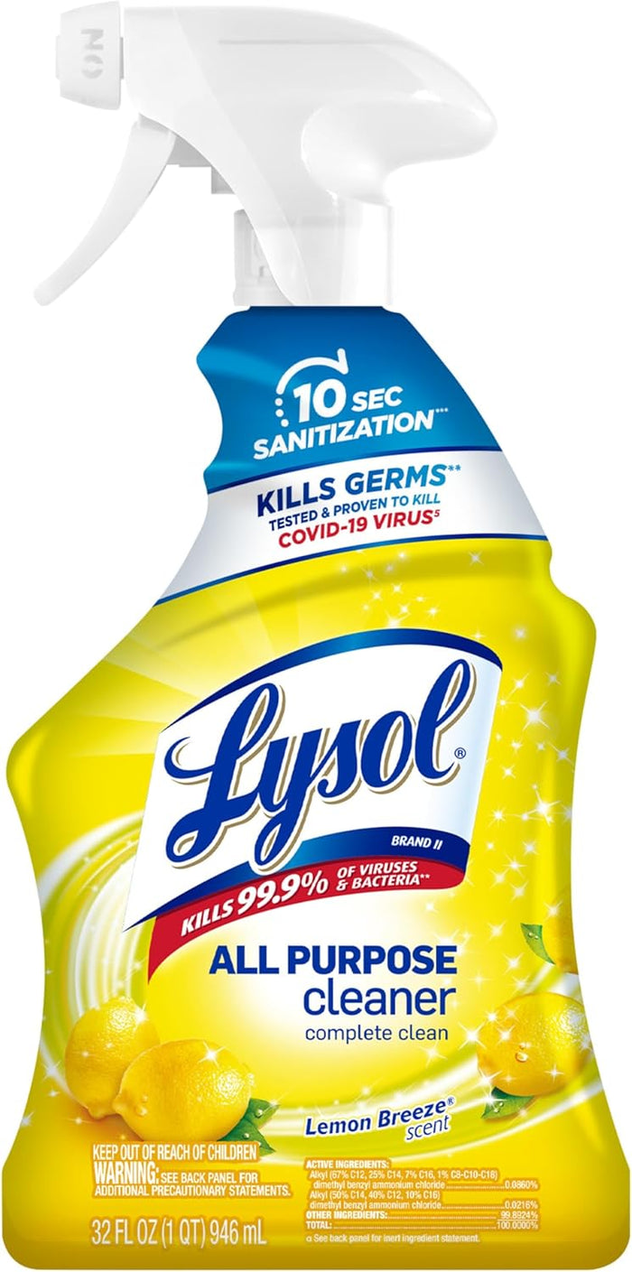 Lysol All Purpose Cleaner Spray, Multi-Purpose Disinfecting Spray, Kitchen & Bathroom Cleaner, Mango & Hibiscus Scent, 32 Fl Oz