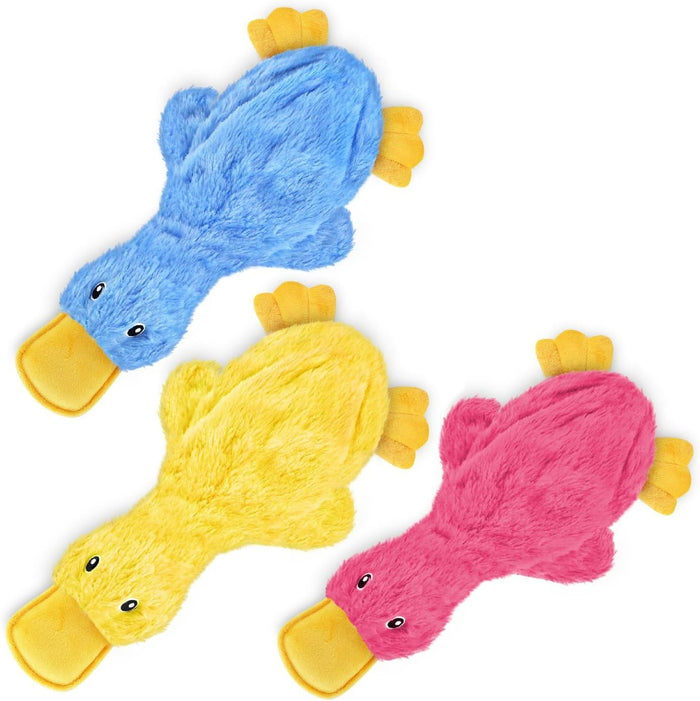 Best Pet Supplies Interactive Squeaky Dog Chew Toy, Ideal Dog Toys for Chewers, Small, Medium & Large Dogs, and Fetch Lovers - Crinkle Duck (Blue), Large