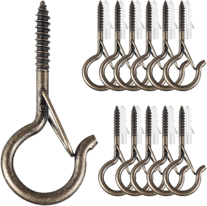 36 PCS Q-Hanger Hooks with Safety Buckle, Windproof Screw Hooks for Outdoor String Lights Hanging Christmas Lights, Plants, with 1 Wing Nut Driver