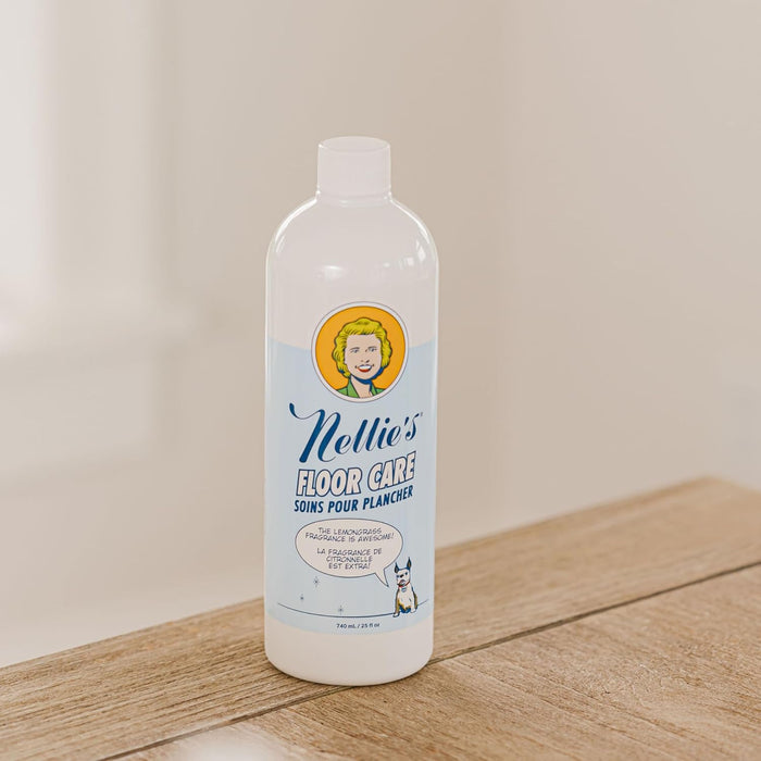 Nellie’s Floor Care – Plant-Based Floor Cleaner for Hardwood, Tile, Ceramic, and More – Effectively Lifts Dirt and Odors – Fresh Lemongrass Scent (25 fl oz) - Made in Canada