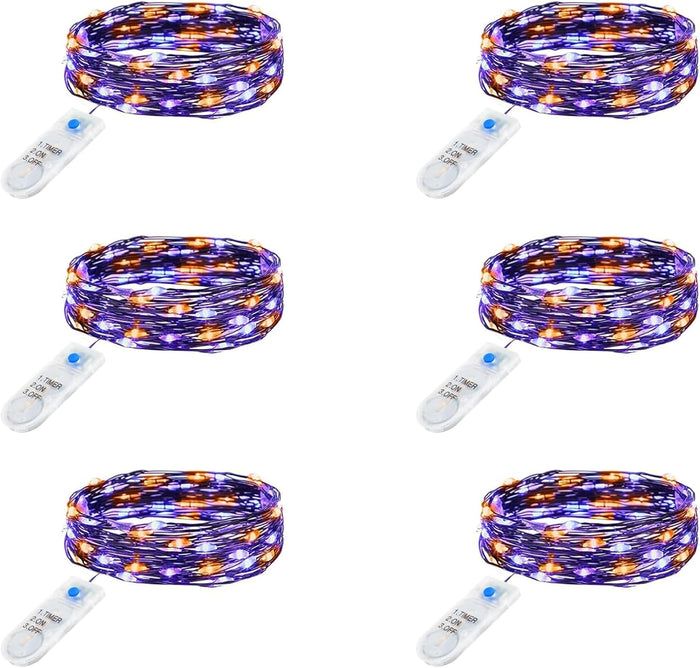 Minetom 6 Pack Fairy Lights Battery Operated String Lights with Timer - 7ft 20 LED Waterproof Silver Wire Firefly Lights Waterproof for DIY Crafts Wedding Décor Table Centerpieces Mason Jars Party