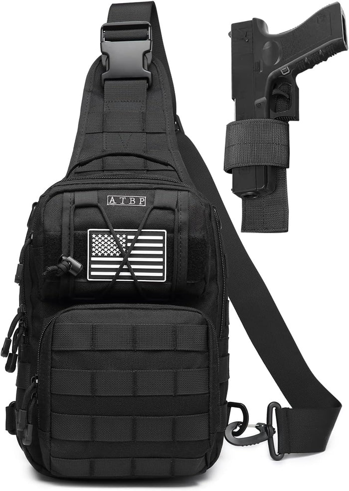 ATBP Tactical Sling Backpack Bag Pack for Men Military One Strap Shoulder Backpack Crossbody Bag With Holster 10 Liters