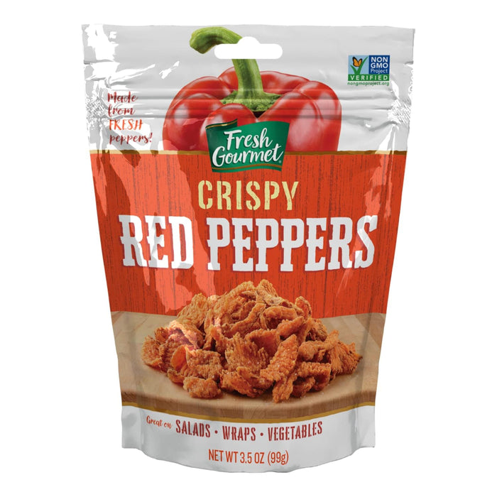 Fresh Gourmet Crispy Red Peppers | 3.5 Ounce, Pack of 6 | Low Carb | Crunchy Snack and Salad Topper