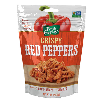 Fresh Gourmet Crispy Red Peppers | 3.5 Ounce, Pack of 6 | Low Carb | Crunchy Snack and Salad Topper