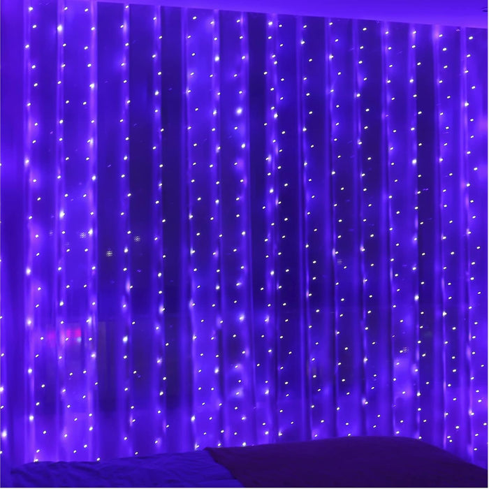 ZSJWL 300 LED Curtain Fairy Lights with Remote, 8 Modes 9.8 × 9.8 Ft, USB Plug in Copper Wire String Lights for Bedroom Window Chrismas Wedding Party, Warm White