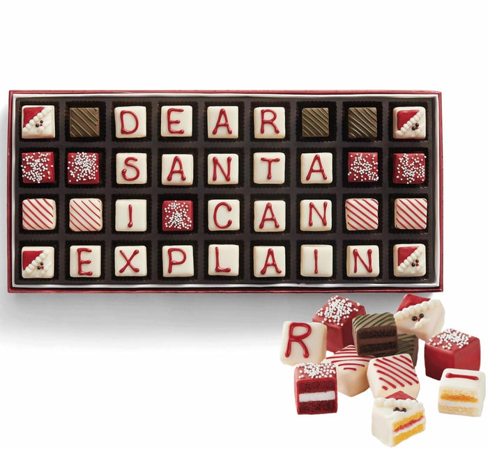The Swiss Colony Merry Christmas Petits Fours Cakes, Gourmet Mini Layer Cakes in Red Velvet, Strawberry, Chocolate, and Vanilla, Holiday Dessert Cake Assortment