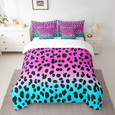 Feelyou Leopard Bed Set for for Kids Boys Girls Twin Size Cheetah 7 Pieces Beeding Set Ultra Soft Animal Print Bed in a Bag with Comforter, Sheets, Pillowcases Safari Room Decor Zebra