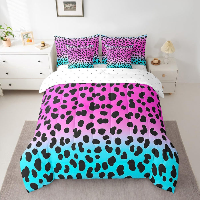 Feelyou Leopard Bed Set for for Kids Boys Girls Twin Size Cheetah 7 Pieces Beeding Set Ultra Soft Animal Print Bed in a Bag with Comforter, Sheets, Pillowcases Safari Room Decor Zebra