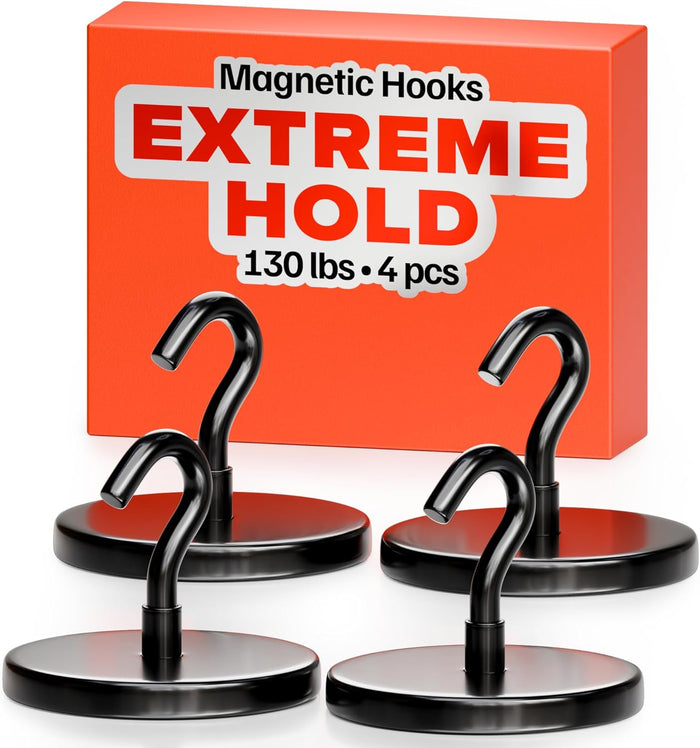 Magnetic Hooks 27 LBS (Pack of 10 Silver) - Heavy Duty Neodymium Hooks for Outdoor & Backyard Use - Strong Rare Earth Magnets for Cruise Cabins - Magnetic Hooks for Kitchen & Refrigerators