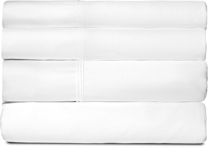 SHEEX - Active Comfort Cooling Sheets Set (Queen) Blue Sky - Moisture Wicking - 1 Flat Cooling Sheet, 1 Fitted Cooling Sheet, 2 Cooling Pillow Covers - Wrinkle Free - Sleep Aid
