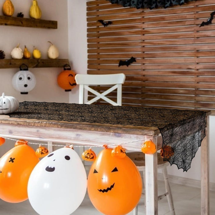 Halloween Table Runner, Black Lace Spider Web Table Runners for Halloween Decor/Party Dinner Table Decoration 18 x 72Inch