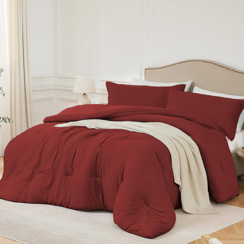 Queen Comforter Sets White,3PCS Soft Lightweight Breathable Bedding Comforter Sets for All Season, Queen Size(90''×90'' Comforter & 2 Pillowcases)