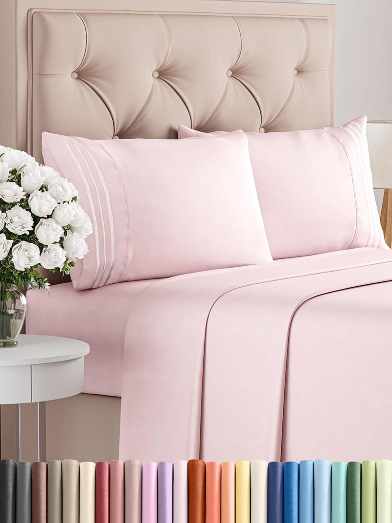 Queen Size 4 Piece Sheet Set - Comfy Breathable & Cooling Bed Sheets Set - Hotel Luxury Bedding for Women, Men, Kids & Teens - Deep Pockets, Easy Secure Fit, Soft and Wrinkle Free - Oeko-Tex - White