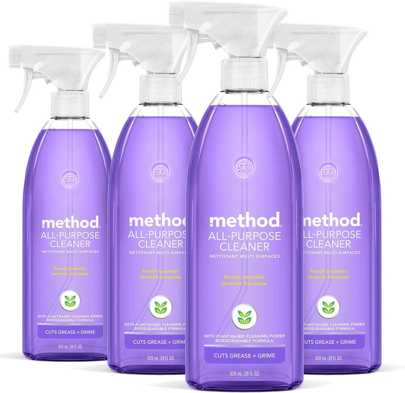 Method All-Purpose Cleaner Spray, French Lavender, Plant-Based and Biodegradable Formula Perfect for Most Counters, Tiles and More, 28 Fl Oz, (Pack of 1)