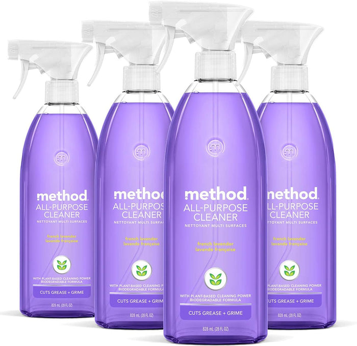 Method All-Purpose Cleaner Spray, French Lavender, Plant-Based and Biodegradable Formula Perfect for Most Counters, Tiles and More, 28 Fl Oz, (Pack of 1)