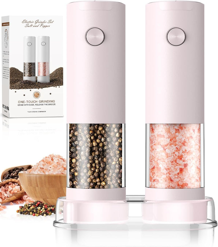 Electric Salt and Pepper Grinder Set Automatic Battery Pepper Mill Shakers Adjustable Coarseness Upgraded Larger Capacity with Led Home and Kitchen Appliances for New House Warming Gifts