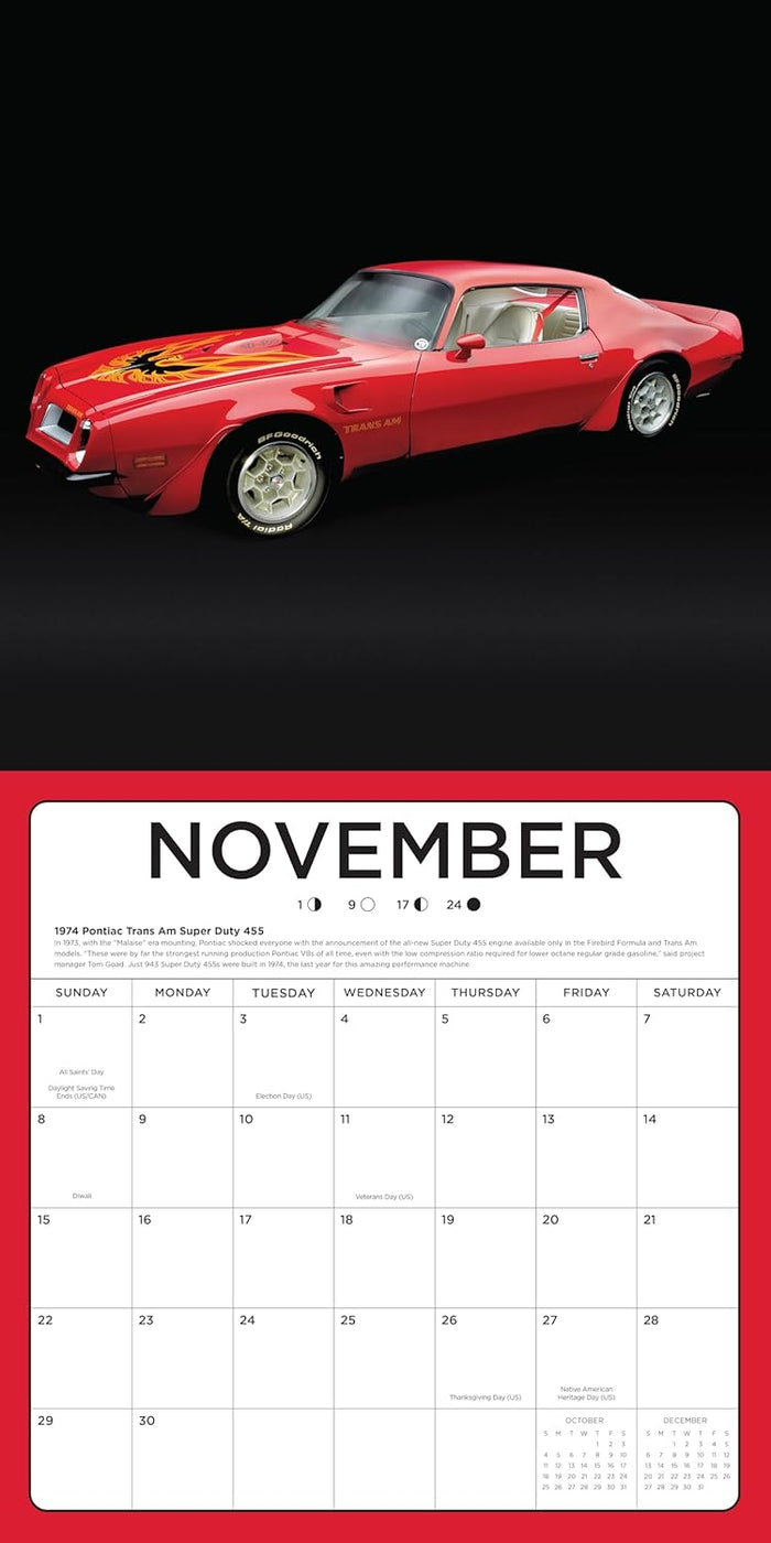 American Muscle Cars 2026: 16-Month Calendar--September 2025 through December 2026