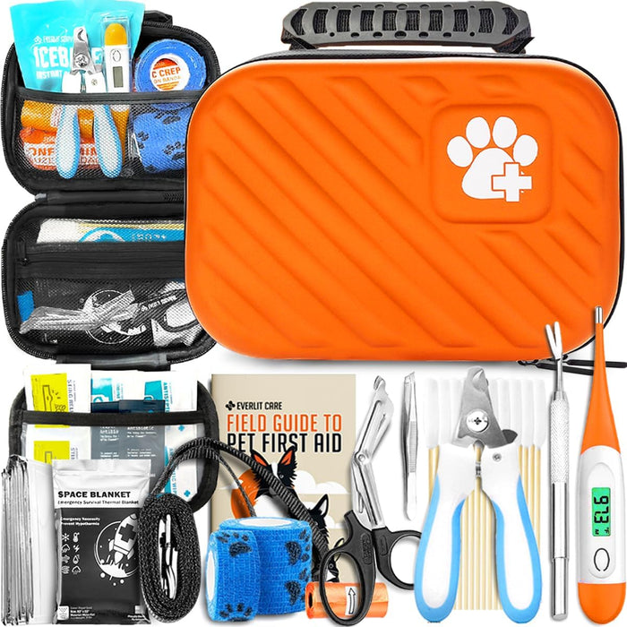 EVERLIT Pet Medic First Aid Kit | Vet-Approved Animal Care Kit with 95 Pcs Medical, Outdoor & Emergency Supplies to Treat Dogs, Cats | Travel-Friendly Compact Bag for Home, Car and Travel (Blue)