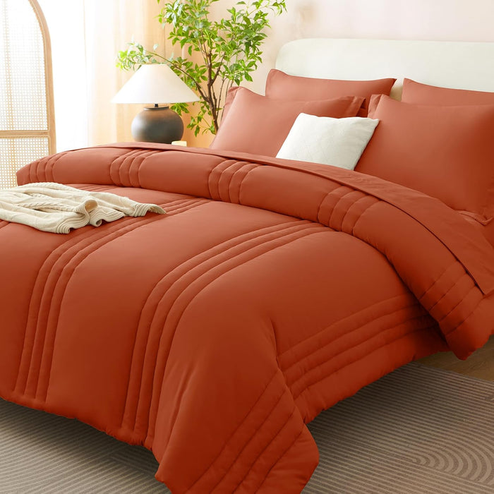 CozyLux Full Size Comforter Sets - 7 Pieces Bed in a Bag Beige Comforters Full Size Bed Set, Soft Bedding Set with All Seasons Comforter, Sheets, Pillowcases & Shams