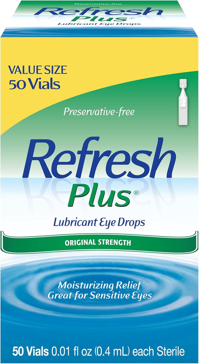 Refresh Plus Lubricant Eye Drops For Dry Eyes, Preservative-Free,Value Size, 0.01 Fl Oz Single-Use Containers, 70 Count