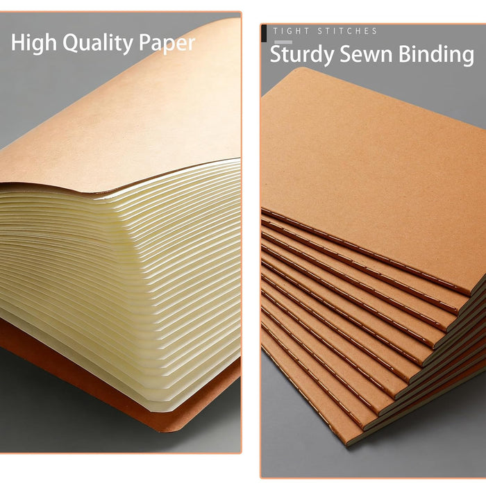 GDOODM 50 Pack A5 Lined Notebook, Journaling Notebook Bulk Kraft Notebooks for Work, 80 GSM A5 Journal Notebooks for Note Taking Composition School Supplies, 72 Pages/ 36 Sheets, 8 "x 5.5"
