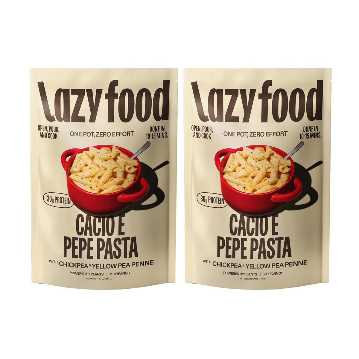 Lazy Food Cacio e Pepe Pasta Meal | Gluten Free Pasta Dinner | Low Carb High Protein Italian One Pot Meal Kit Made with Real Romano Cheese | Chickpea & Yellow Pea Penne - 1 Pack (2 Servings)