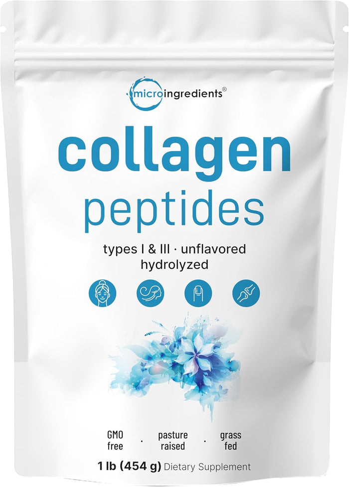 Micro Ingredients Multi Collagen Peptides Powder, 2lb | Type I, II, III, V, X + Biotin, Vitamin C & Hyaluronic Acid | Unflavored | Supports Hair, Skin & Joint Health | Keto, Non-GMO