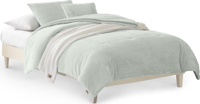 UGG Full/Queen Comforter Set 5 Piece Bed in a Bag with Throw Blanket, Decorative Pillow, Shams, Reversible Hypoallergenic Washable Luxury Warm Fluffy Bedding Set, Navy Blue (Remina)