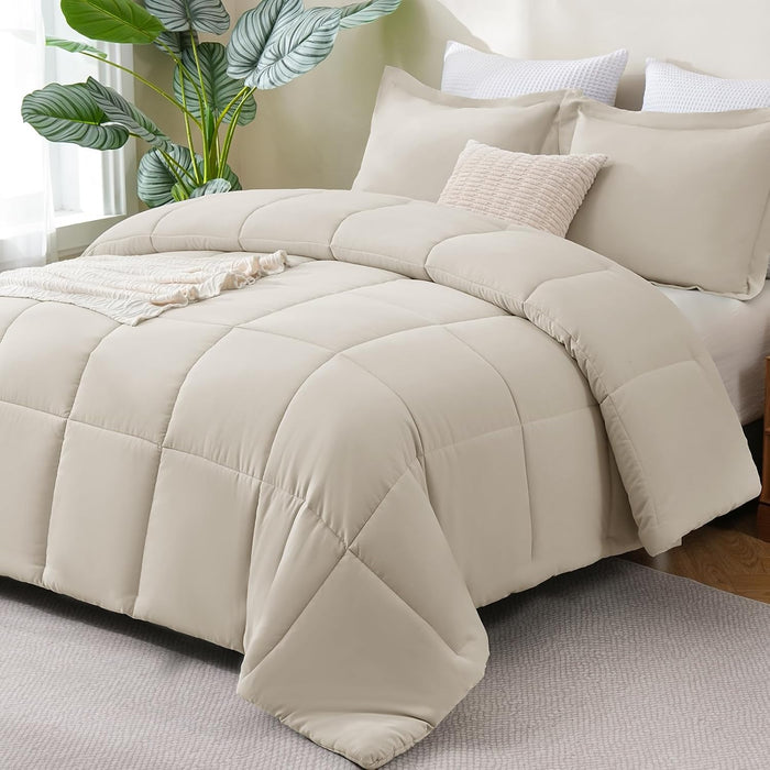 CozyLux King Size Comforter Set - Black Comforter King, 3 Pieces Box Stitched Bed Set for All Seasons, Soft Lightweight Bedding Sets with 1 Down Alternative Comforter and 2 Pillow Shams