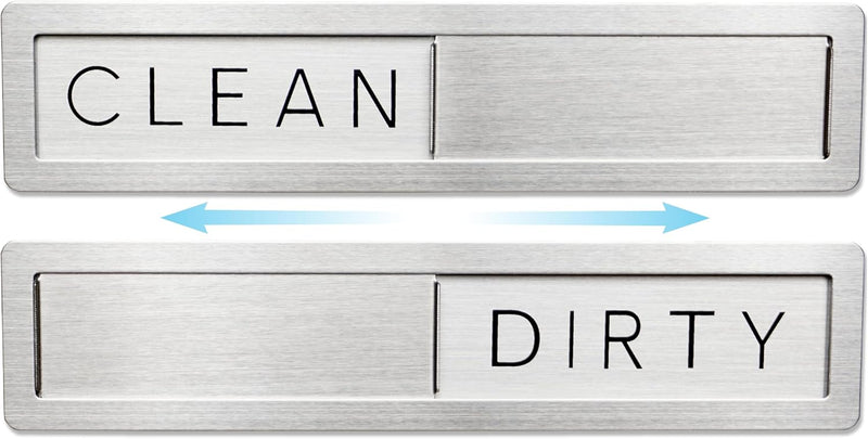 Stainless Steel Dishwasher Magnet Clean Dirty Sign - Premium Magnetic Signs That Say Clean/Dirty - Optional Sticker Adhesive for Non-Metal Surface Dish Washers - Black & White Minimalistic Style
