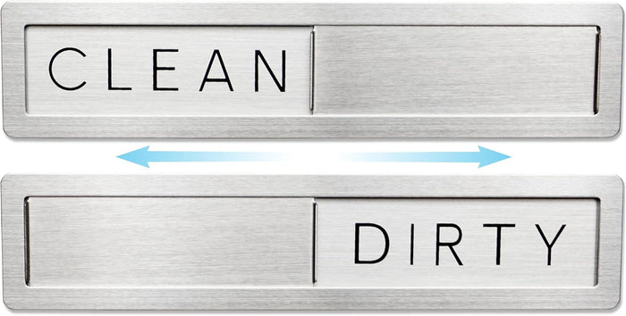 Stainless Steel Dishwasher Magnet Clean Dirty Sign - Premium Magnetic Signs That Say Clean/Dirty - Optional Sticker Adhesive for Non-Metal Surface Dish Washers - Black & White Minimalistic Style