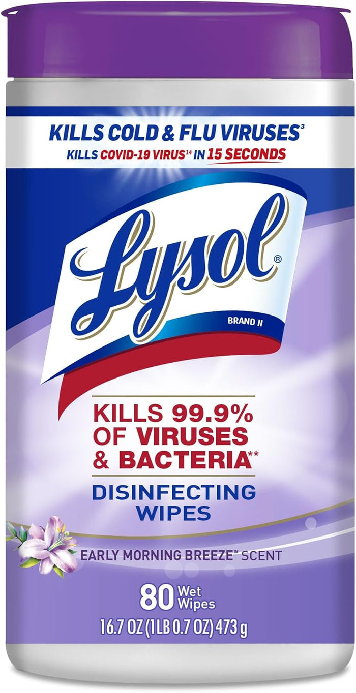 Lysol Disinfecting Wipes Bundle, Home Apartment Dorm Room Essentials and Cleaning Supplies, All Purpose Cleaner, Multi-surface Cleaning Wipes, Lemon and Lime Sanitizing Wipes Bundle, 80 Count