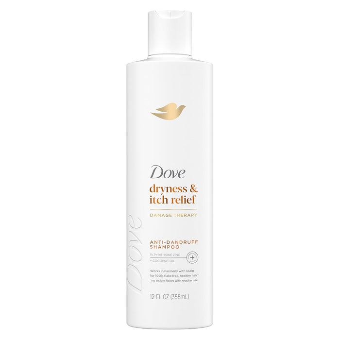 Dove Damage Therapy Derma Shampoo Dryness + Itch for Flaky Scalp with Pyrithione Zinc and Coconut Oil 12 Fl Oz