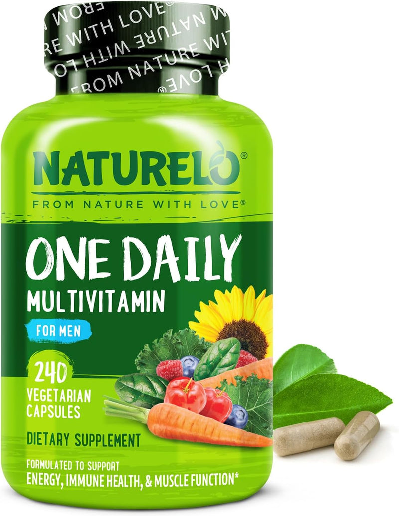 NATURELO Mens Multivitamins - One Daily Multivitamin for Men with Vitamins, Minerals & Organic Whole Foods, Boost Energy & Health, Non-GMO, 120 Vegetarian Capsules