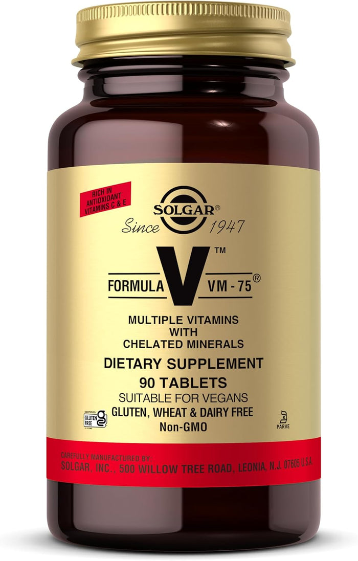 Solgar Formula VM-75, 180 Tablets - Multivitamin with Chelated Minerals - Vitamin A, B6, B12, C, D, E - Biotin, Magnesium, Calcium, Iron, Zinc - Vegan, Gluten Free, Dairy Free, Kosher - 180 Servings