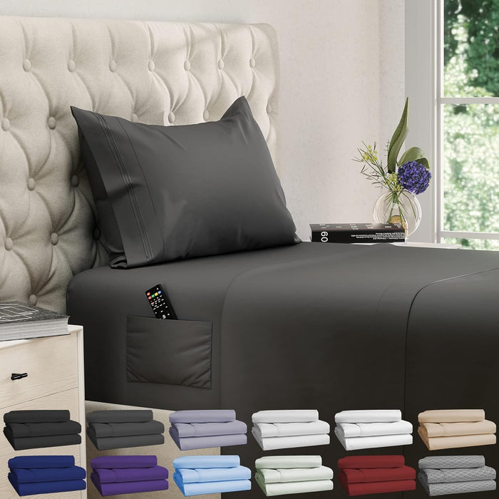 Twin XL Sheets 4pcs XL Twin Sheet Set Twin XL Fitted Sheet Extra Long Twin Sheets XL Twin Fitted Sheet Twin Extra Long Sheet Set Twin XL Bedding Twin XL Fitted Sheets XL Twin Sheets Twin XL Sheet Gray