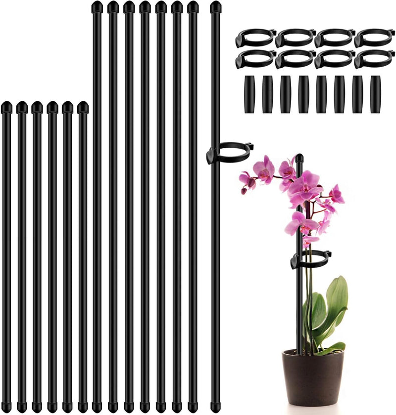 Plant Stakes 17inch &11inch SupKing Adjustable Length Plant Support Stake 16Pcs Green Orchid Stick with Clips for Indoor Outdoor,Garden Pole for Potted Tomato Amaryllis Vegetables Comes with 20 Ties