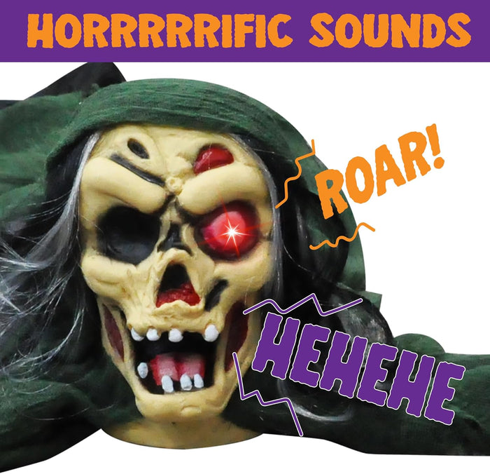 JOYIN Halloween Outdoor Decoration Zombie Groundbreaker, Outside Halloween Graveyard Decor, Zombie Prop with Creepy Sound and Glowing Eyes, Scary Groundbreaker Decorations for Lawn Yard Haunted House