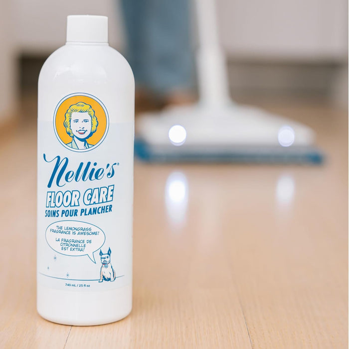 Nellie’s Floor Care – Plant-Based Floor Cleaner for Hardwood, Tile, Ceramic, and More – Effectively Lifts Dirt and Odors – Fresh Lemongrass Scent (25 fl oz) - Made in Canada