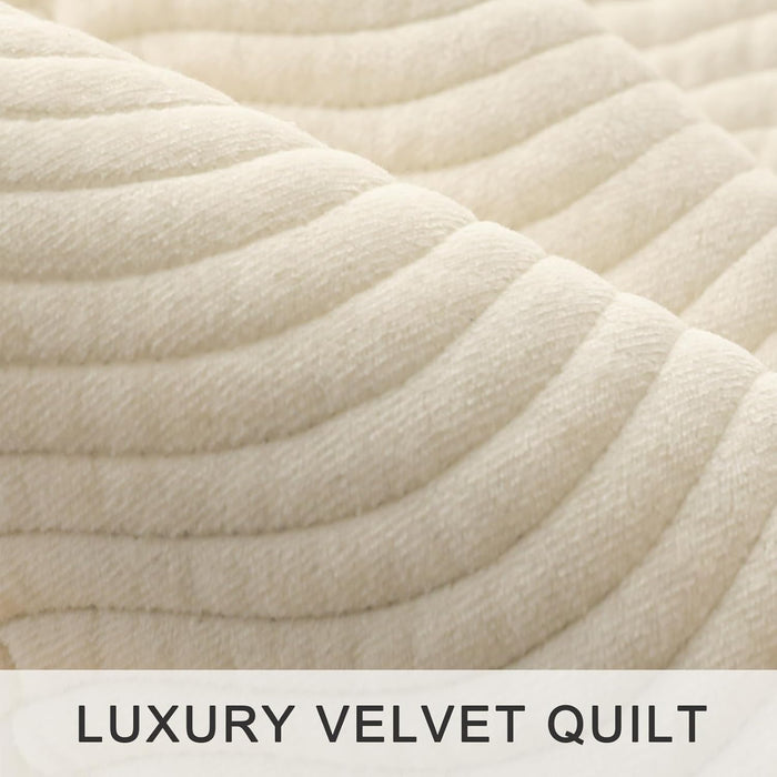 Cotton Plaid Quilt Set, Ultra Soft 3 Pieces Queen Size Bedding with 2 Pillow Shams, Lightweight Reversible Coverlet Bedspread with Wave Quilting for Summer, 90"x96", Grid-Beige Blue