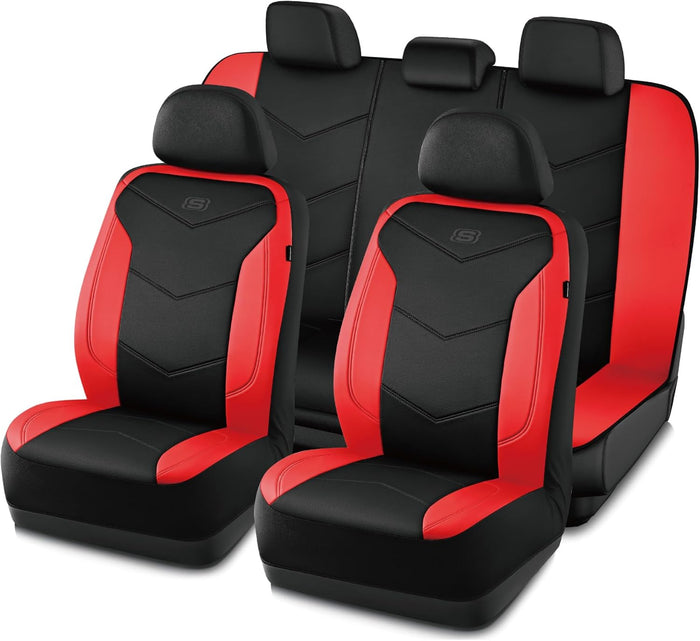 Skechers Memory Foam Seat Covers,Leather Car Seat Covers, Ultimate Comfort & Support Front Seat Covers Airbag Compatible, Automotive Universal Fit Most for SUVs, Vans, Sedans, Cars, Trucks,Black