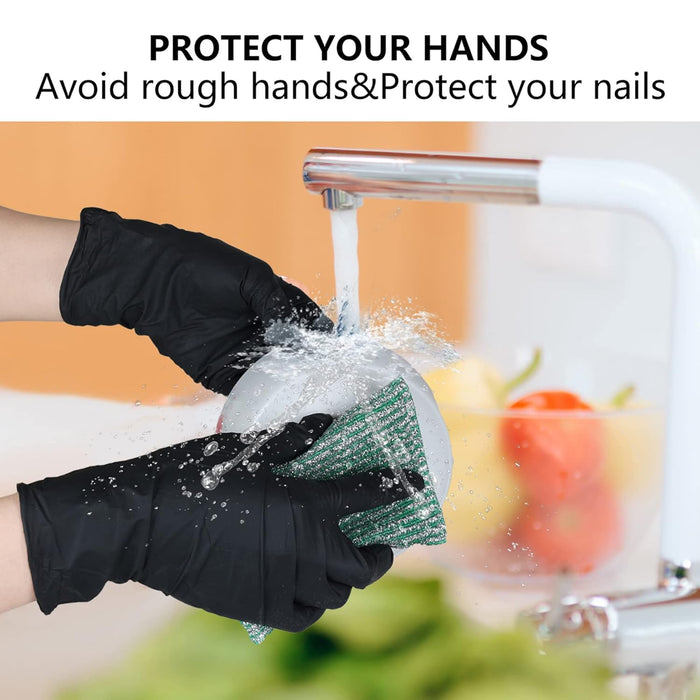 akgk Nitrile Gloves, 100 Pcs Disposable Black Nitrile Gloves Small, Cleaning Gloves for Cooking, Household & More, Powder-Free, Latex-Free
